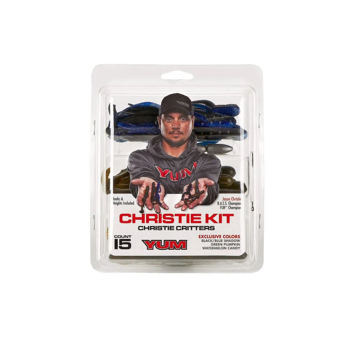 Yum Lures Christie Critters Kit 15 Count W/Hooks & Weights Included 3 Colors New